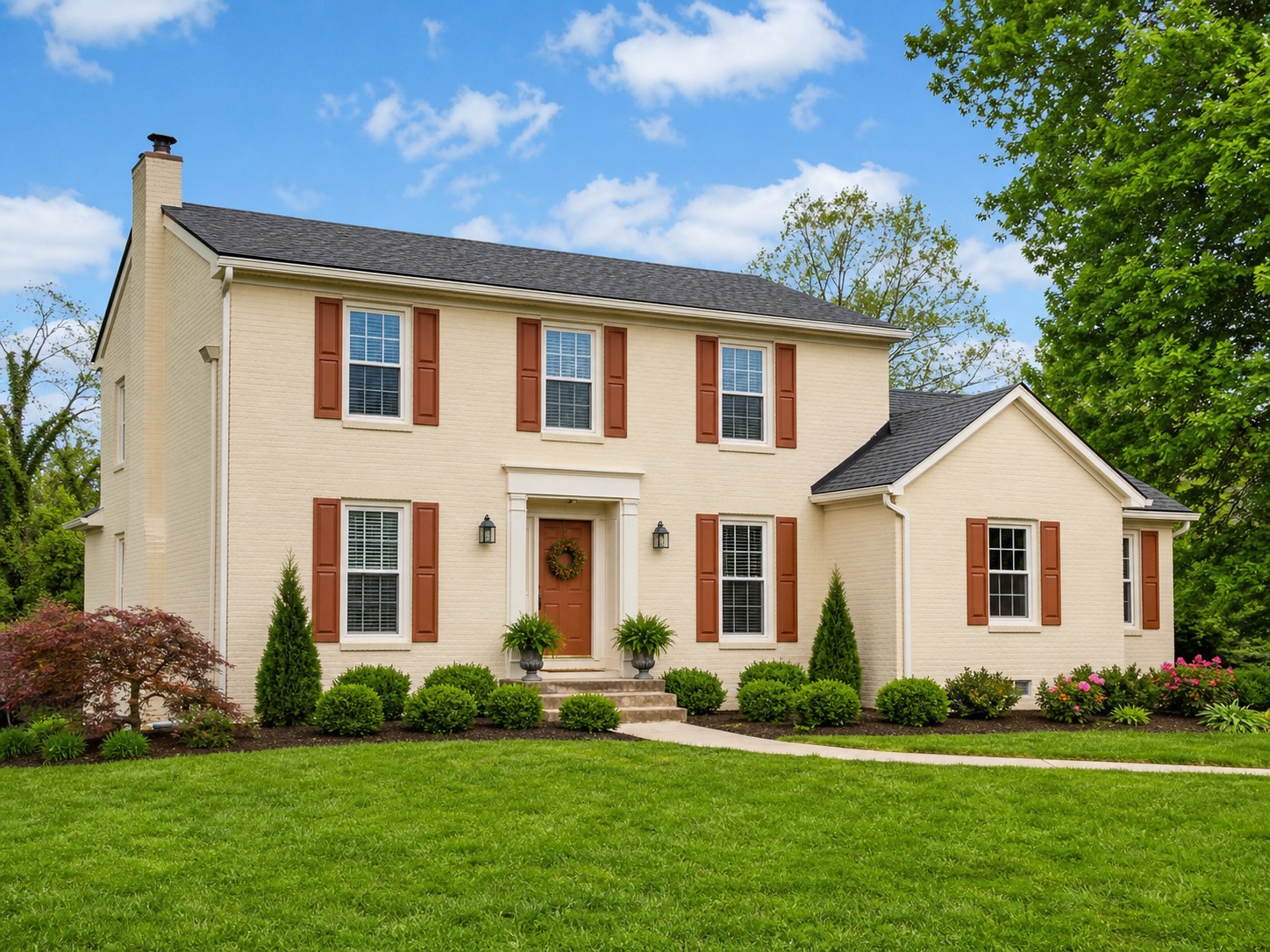 Finished exterior repaint of a two-story home in London, KY