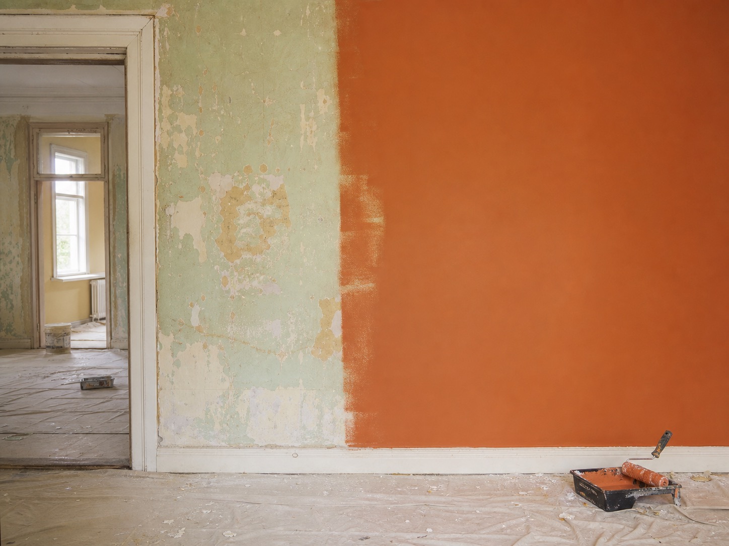 Mid-project accent wall repaint in a London, KY living room