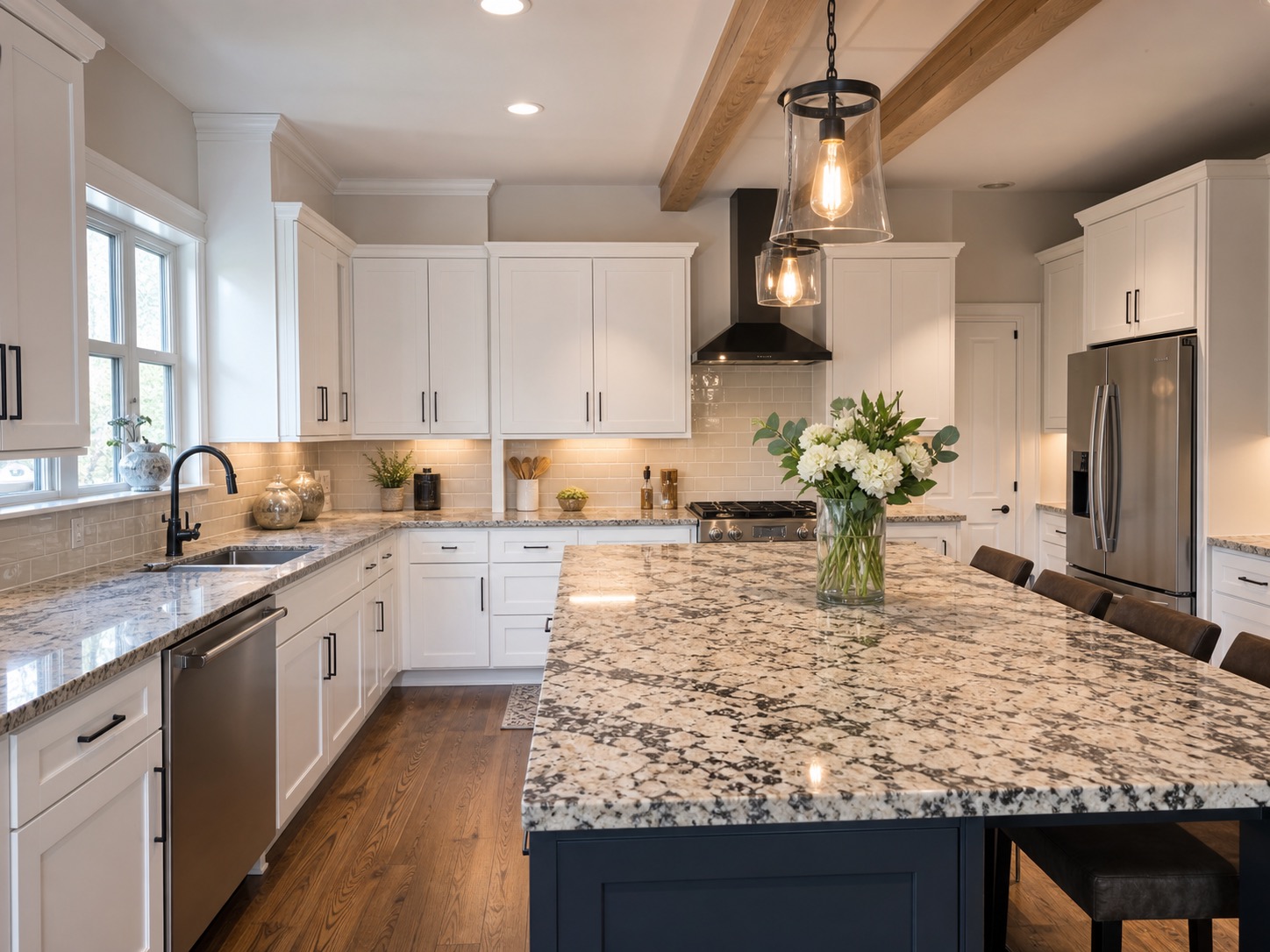Finished kitchen countertop replacement and cabinet painting in London, KY