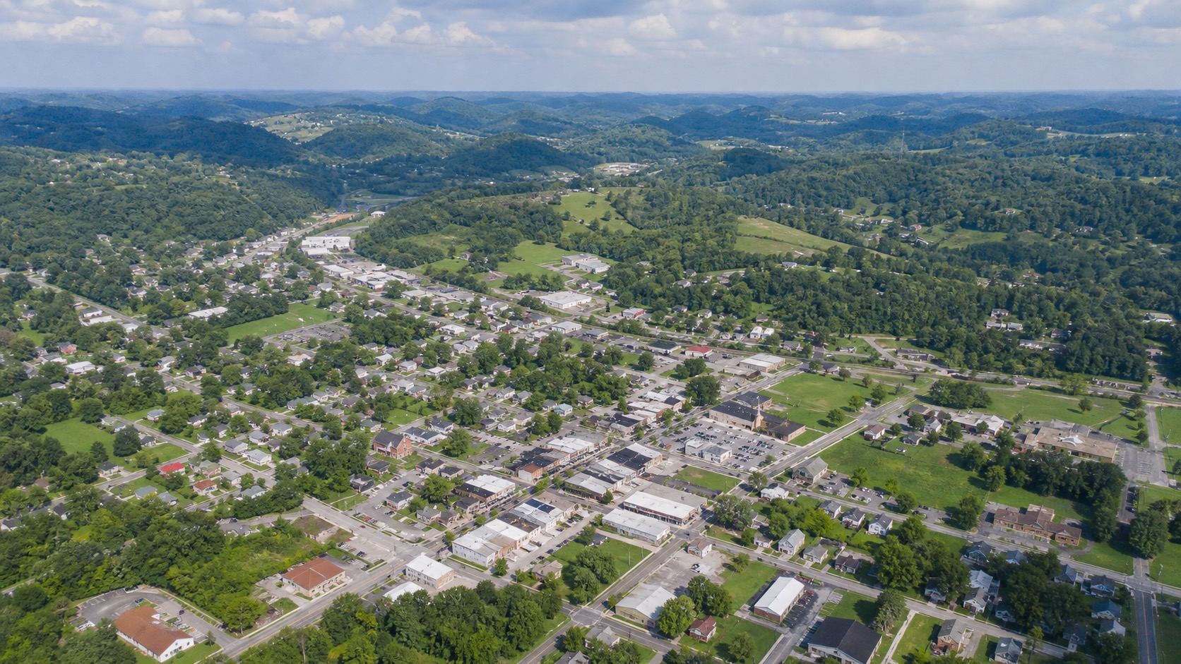 Aerial view of London, KY service area for B&M Painting and Construction